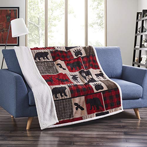 Book Cover Virah Bella Rustic Flannel Sherpa Throw Blanket for Couch - 50