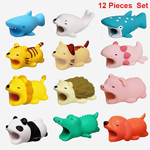 BROUYOUE ASGSDGSS-USAA18 12 Pieces Cable Animal Bites Cute Animal Cable Protector for iPhone Cable Charging Cord Saver, Cute Creature Bites Cables Charger Protector Accessory