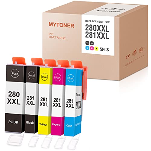 MYTONER Compatible Ink Cartridge Replacement for Canon PGI-280XXL CLI-281XXL PGI 280 XXL CLI 281 for PIXMA TR7520 TR8520 TS6120 TS6220 TS6320 TS8120 TS8220 TS9120 TS9520 TS9521C TS8320 Printer (5Pk)
