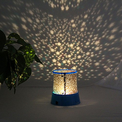 LED Night Light Star Baby Kids Sleep USB Projector Rotation Colorful Light Lamp Figurine Lights for Garden, Patio, Party, Yard, Outdoor/Indoor Decorations (Blue)