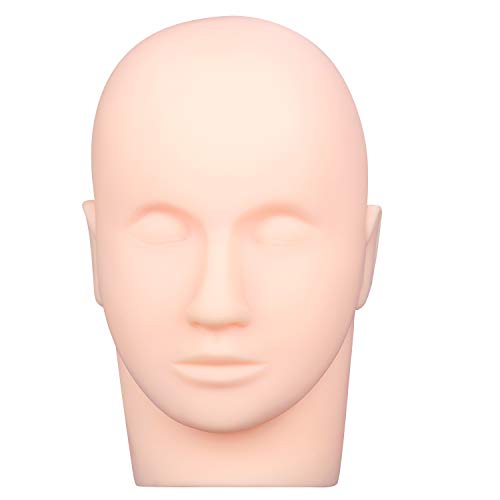 Esthetics Mannequin Head Rubber Practice Training Head Cosmetology Mannequin Doll Face Head for Eyelashes Makeup Practice - Makeup Practice Head，with Mount Hole