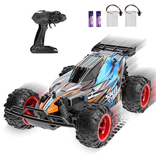 JEYPOD Remote Control Car, 2.4 GHZ High Speed Racing Car with 4 Batteries