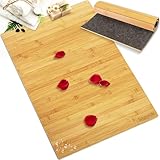 SereneLife Bamboo Bath Mat Floor Rug - Waterproof and Weather Resistant Natural Wood Bathroom Shower Foot Carpet with Multi-Panel Strip Foldable Roll Up Non Slip Fabric for Indoor Use