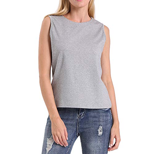 ENIDMIL Women's Casual Sleeveless High Neck Cami Tank Top