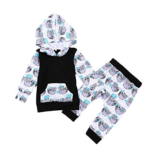 Book Cover Unisex Infant 2pcs Outfits Set Baby Girls Boys Cartoon Animal Sloth Hoodie Matching Pants Clothes
