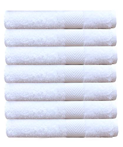 Book Cover COTTON CRAFT Simplicity Ringspun Cotton Set of 7 Lightweight Bath Towels, 27 inch x 52 inch, White