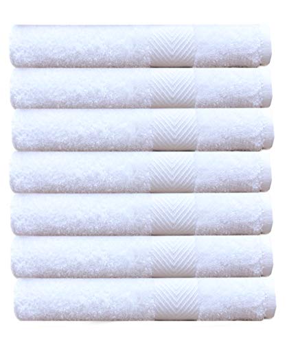 COTTON CRAFT Simplicity Ringspun Cotton Set of 7 Lightweight Bath Towels, 27 inch x 52 inch, White