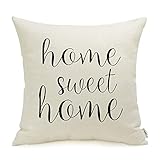 Meekio Farmhouse Pillow Covers with Home Sweet Home Quotes 18“ x 18” for Farmhouse Decor Housewarming Gifts for New Home