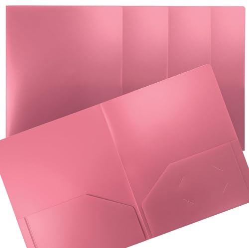 Heavyweight Plastic 2 Pocket Portfolio Folder, Letter Size Poly Folders by Better Office Products, 24 Pack
