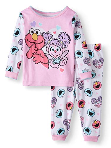 Sesame Street Elmo Abby Baby Girls Cotton Pajama Set,Pink,24 Months