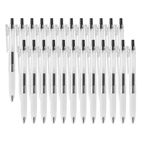 24 Pack Black Gel Pens Set, Vanstek Retractable Fine Point Black Gel Ink Rollerball Pens with Comfort Grip, Medium Point (0.7 mm), Perfect for Office and School