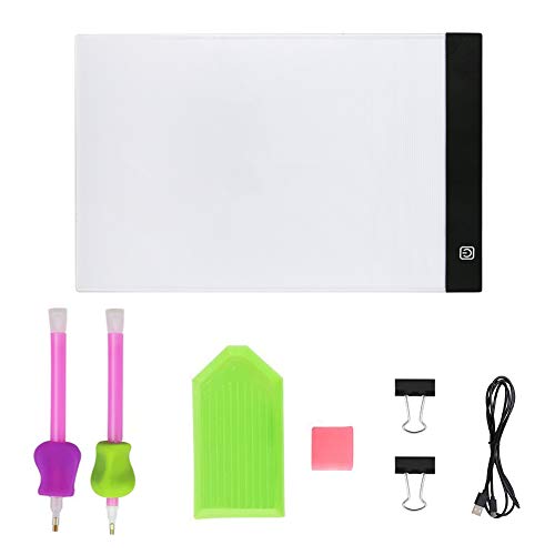 Diamond Painting A4 Dimmable LED Light Board LED Tablet Bright Light Pad Light Box Apply to 5D Diamond Painting Artcraft Watercolour Copy Quilting Tracing by Number Kit with Tools