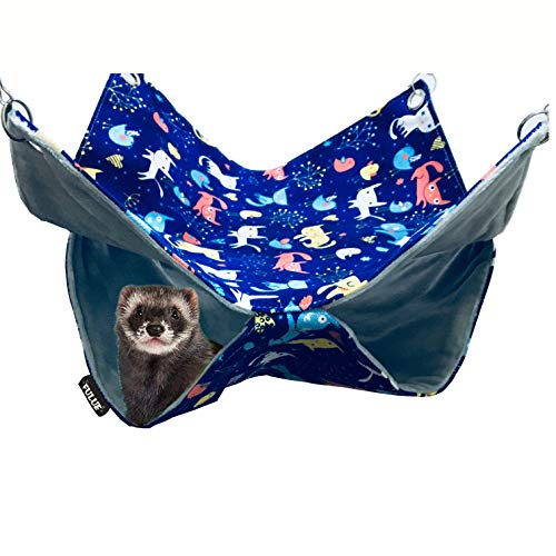 FULUE Ferret Rat Hammock Bed Chew Proof Nation Cage Accessories Kit Set Staff House and Hideouts Cave for Guinea Pig Ferret 13.8inch
