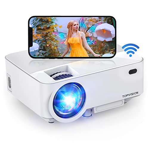 Mini Projector, TOPVISION 4000LUX Outdoor Movie Projector with Screen Mirroring,Full HD 1080P Supported LED Projector, Compatible with Fire Stick,HDMI,VGA,USB,TV,Box,Laptop,DVD
