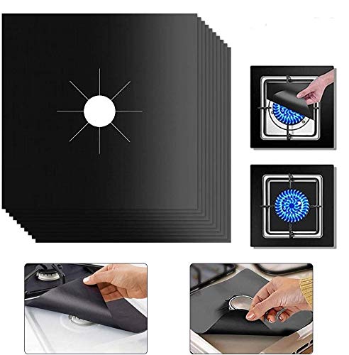 Cupidkiss Stove Burner Covers, Gas Range Protectors Non-Stick Stovetop Burner Liners 10 PCS Reusable Gas Burner Protector Liner Cover Double Thickness Easy Clean for Kitchen