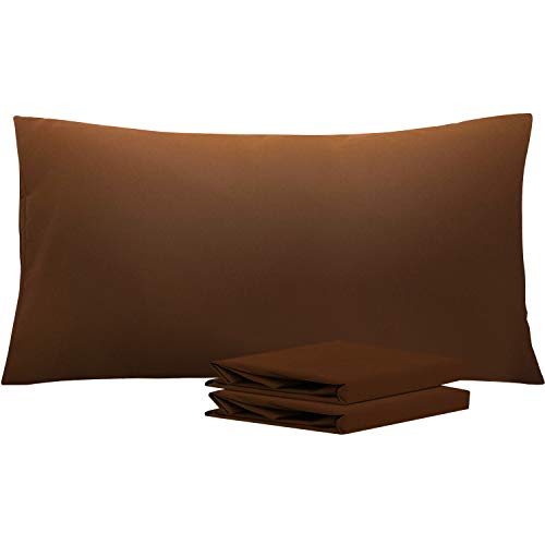 NTBAY King Pillowcases Set of 2, 100% Brushed Microfiber, Soft and Cozy, Wrinkle, Fade, Stain Resistant with Envelope Closure, 20"x 36", Brown