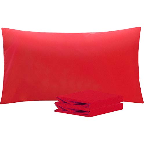 NTBAY King Pillowcases Set of 2, 100% Brushed Microfiber, Soft and Cozy, Wrinkle, Fade, Stain Resistant with Envelope Closure, 20"x 36", Red