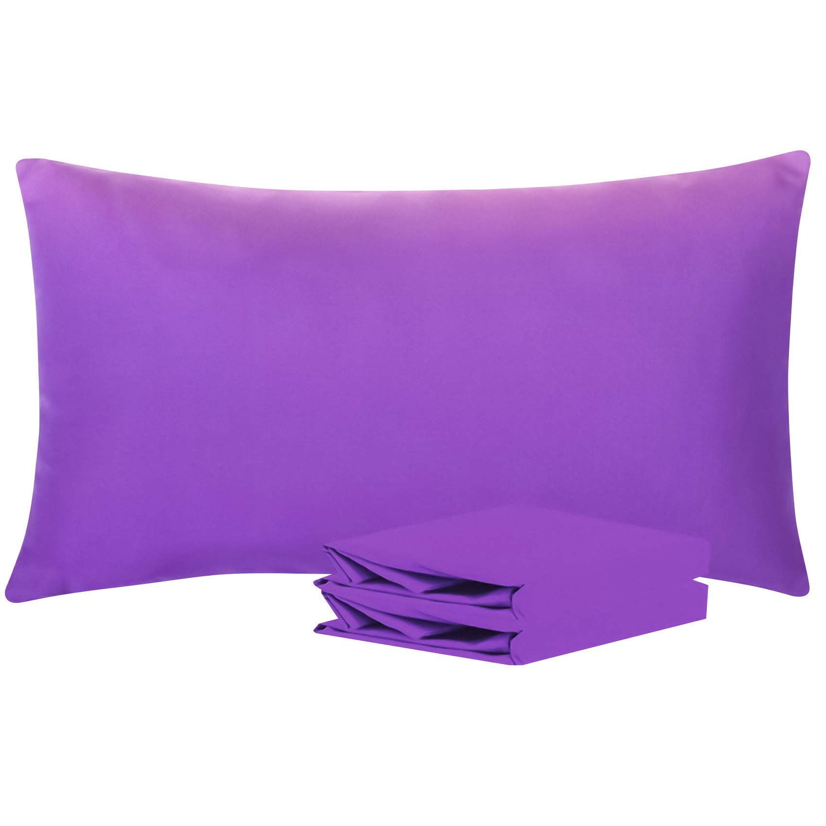 Book Cover NTBAY 100% Brushed Microfiber King Pillowcases Set of 2, Super Soft and Cozy, Wrinkle, Fade, Stain Resistant with Envelope Closure Pillow Cases, 20x36 Inches, Purple Purple King (20
