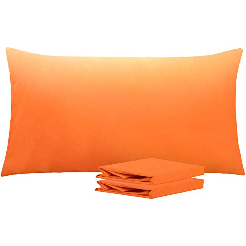 Book Cover NTBAY King Pillowcases, Set of 2, 100% Brushed Microfiber, Soft and Cozy, Wrinkle, Fade, Stain Resistant, with Envelope Closure, Orange