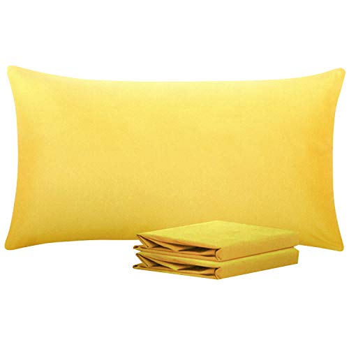 NTBAY King Pillowcases, Set of 2, 100% Brushed Microfiber, Soft and Cozy, Wrinkle, Fade, Stain Resistant, with Envelope Closure, Yellow