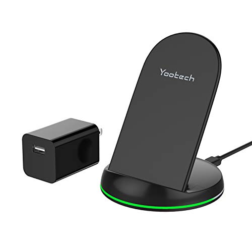 Yootech Wireless Charger, Qi-Certified 10W Max Wireless Charging Stand with QC3.0 AC Adapter, Compatible with iPhone 12/12 Pro/SE 2020/11 Pro Max/X, Galaxy S20/Note 10/Note 10 Plus/S10/S9