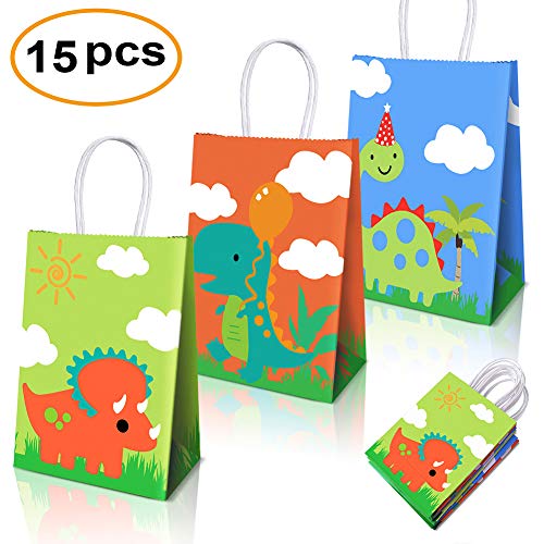 Book Cover Dinosaur Party Supplies Favors,Dinosaur Party Bags for Dinosaur Theme Birthday Party Decorations Set of 15