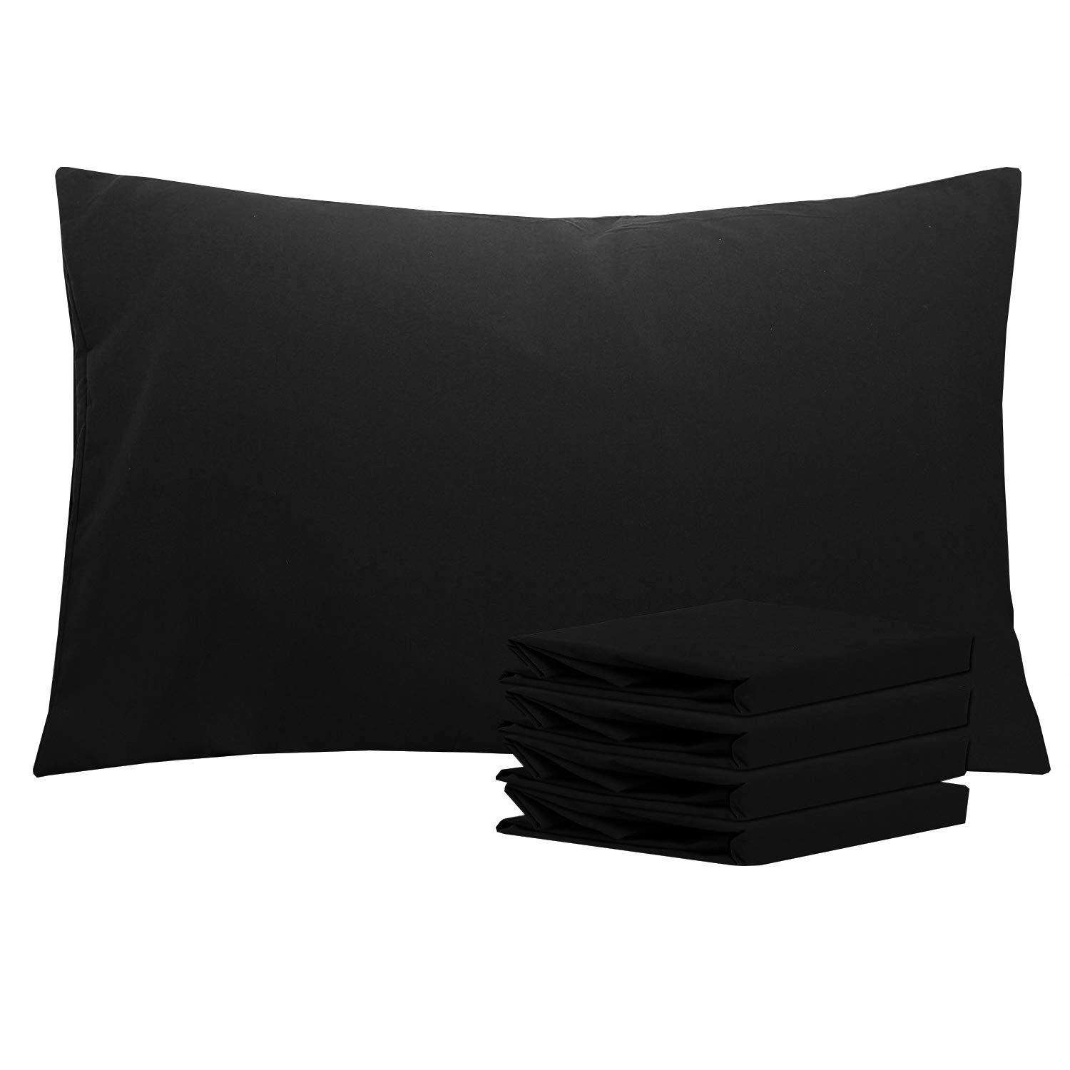 NTBAY 100% Brushed Microfiber Queen Pillowcases Set of 4, 1800 Super Soft and Cozy, Wrinkle, Fade, Stain Resistant with Envelope Closure Bed Pillow Cases, 20x30 Inches, Black Black Queen (20" x 30")