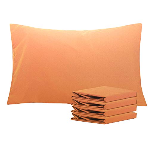 NTBAY Queen Pillowcases Set of 4, 100% Brushed Microfiber, Soft and Cozy, Wrinkle, Fade, Stain Resistant with Envelope Closure, 20"x 30", Pale Orange