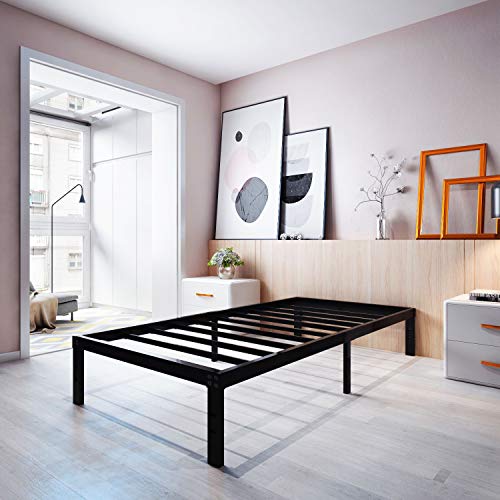 Book Cover Homdock 14 Inch Metal Platform Bed Frame/Sturdy Strong Steel Structure 3500 lbs Heavy Duty/Noise Free/None Slip Mattress Foundation/No Box Spring Needed/Black Finish, Twin XL