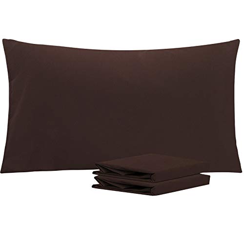NTBAY King Pillowcases Set of 2, 100% Brushed Microfiber, Soft and Cozy, Wrinkle, Fade, Stain Resistant with Envelope Closure, 20"x 36", Dark Brown