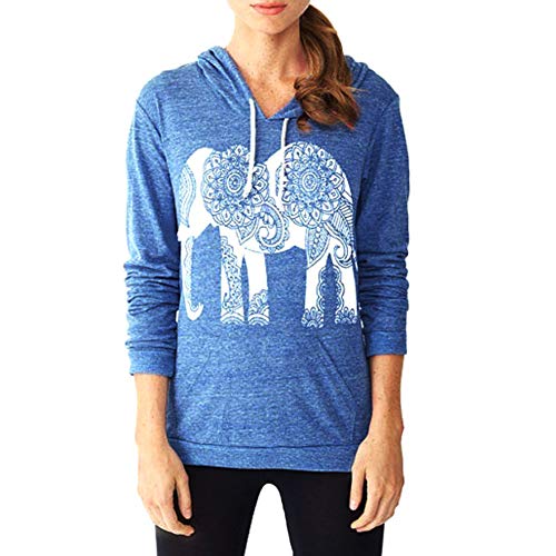 ULIAN Women's Fall Hoodies Elephant Print Long Sleeve Pullover Sweatshirt with Pocket