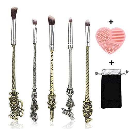 Potter Makeup Brushes Set with Brush Cleaner Mat, Magic School Theme Gifts for Women Girl