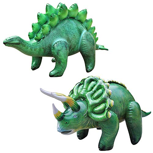 Book Cover Jet Creations Inflatable Dinosaur 2 Pack - Stegosaurus and Triceratops