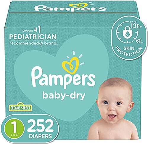 Book Cover Diapers Newborn/Size 1 (8-14 lb), 252 Count - Pampers Baby Dry Disposable Baby Diapers, ONE MONTH SUPPLY