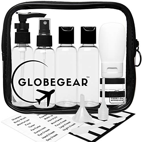 Travel Bottles & TSA Approved Clear Quart Size Bag Empty for Toiletries and Liquid with Leak-Proof Containers & Accessories (model GG1)