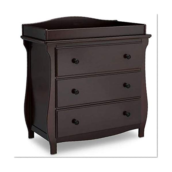 Delta Children Lancaster 3 Drawer Dresser with Changing Top, Dark Chocolate