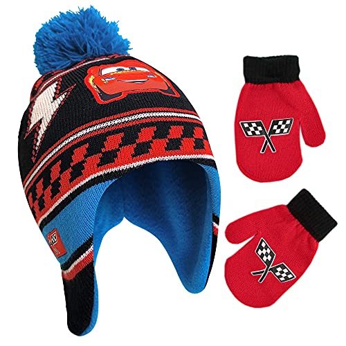 Book Cover Disney Boys Winter Hat And Mitten Set, Cars Lightning McQueen Toddler Beanie For Ages 2-4