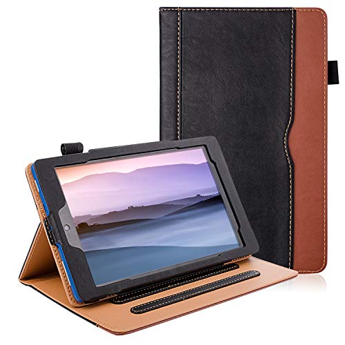 ZoneFoker All New Kindle Fire 7 Tablet Leather Case (9th/7th Generation,2019/2017 Released), [Corner Protection][Auto Sleep/Wake] Lightweight Multi-Angle Viewing Folio Stand Cover Cases - Black/Brown