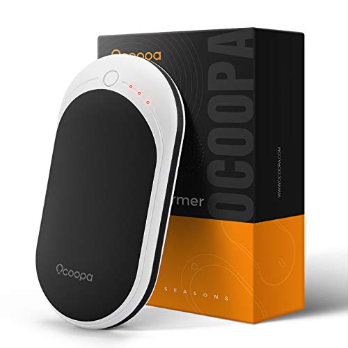OCOOPA Hand Warmers Rechargeable, 1 Pack 5200mAh Electric Portable Pocket Warmer/Power Bank, Heat Therapy Great for Outdoor Sports, Hunting, Golf, Camping, Warm Gifts for Women, Men, Black