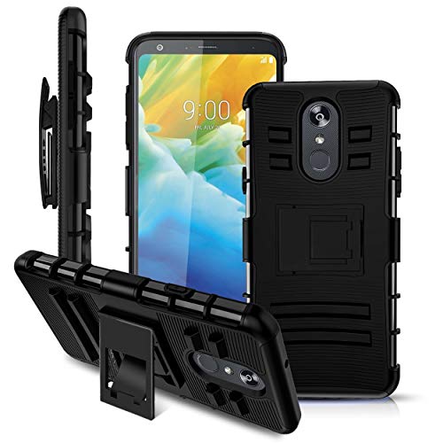 BEBEST-LG Stylo 4 Case, LG Stylo 4 Plus/LG Q Stylus Phone Case w/Screen Protector&Kickstand&Belt Clip[Hybrid Dual Layer][Shockproof Bumper] Rugged Heavy Duty Full Body Armor Protective Case-Black