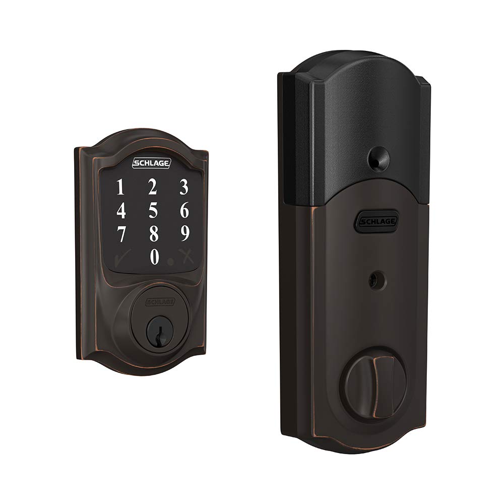 Book Cover SCHLAGE Connect Smart Deadbolt with Camelot trim in Aged Bronze, Zigbee Certified - BE468GBAK CAM 716 Aged Bronze Camelot Zigbee