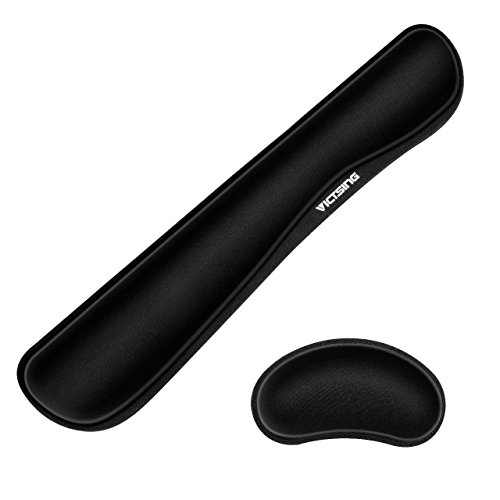 VictSing Keyboard Wrist Rest, Wrist Support Pads for Keyboard and Mouse, Memory Foam Ergonomic Cushion for Carpal Tunnel, Mouse Rest Pad Pain Relief Easy Typing for Computer, Laptop, Office, Black