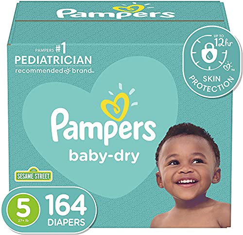 Book Cover Diapers Size 5, 164 Count - Pampers Baby Dry Disposable Baby Diapers, ONE MONTH SUPPLY (Packaging May Vary)