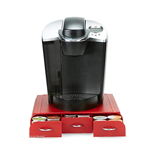 Book Cover Mind Reader REDCUP 36 Capacity K-Cup, Dolce Gusto, CBTL, Verismo, Single Serve Coffee Pod Holder Drawer, Red, One Size, 2