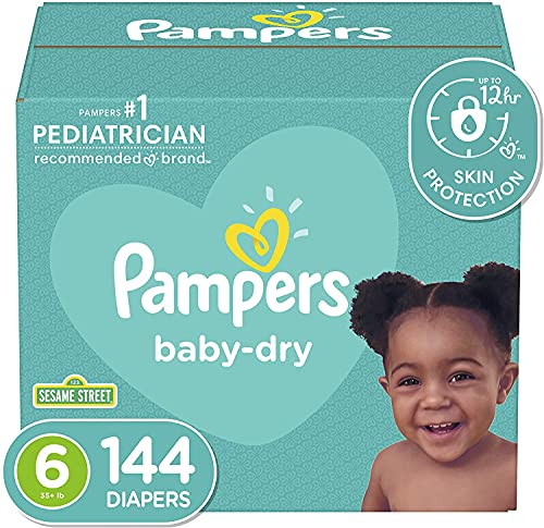 Book Cover Diapers Size 6, 144 Count - Pampers Baby Dry Disposable Baby Diapers, ONE MONTH SUPPLY (Packaging May Vary)
