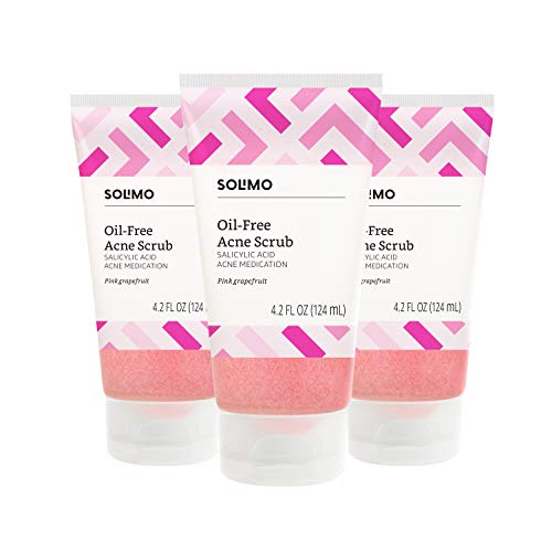 Book Cover Amazon Brand - Solimo Oil-free Pink Grapefruit Facial Scrub, 2% Salicylic Acid Acne Medication, Dermatologist Tested, 4.2 Fluid Ounce (Pack of 3)