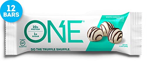 ONE Protein Bars, White Chocolate Truffle, Gluten Free Protein Bars with 20g Protein and only 1g Sugar, Guilt-Free Snacking for High Protein Diets, 2.12 oz (12 Pack)