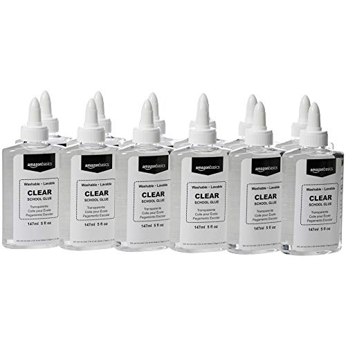 Amazon Basics Washable Liquid School Glue, 5 oz Bottle, Clear, 12-Pack