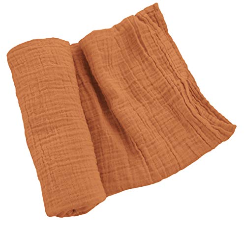 Muslin Swaddle Blankets: Unisex - Cotton Baby Blanket - Soft and Warm Receiving Blankets For Boys and Girls by Sugar House Burnt - Sienna