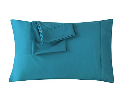 Book Cover Pillowcases Queen Teal Set of 2 Envelope Closure End Easy Fit for Summer Soft and Breathable Material Machine Washable
